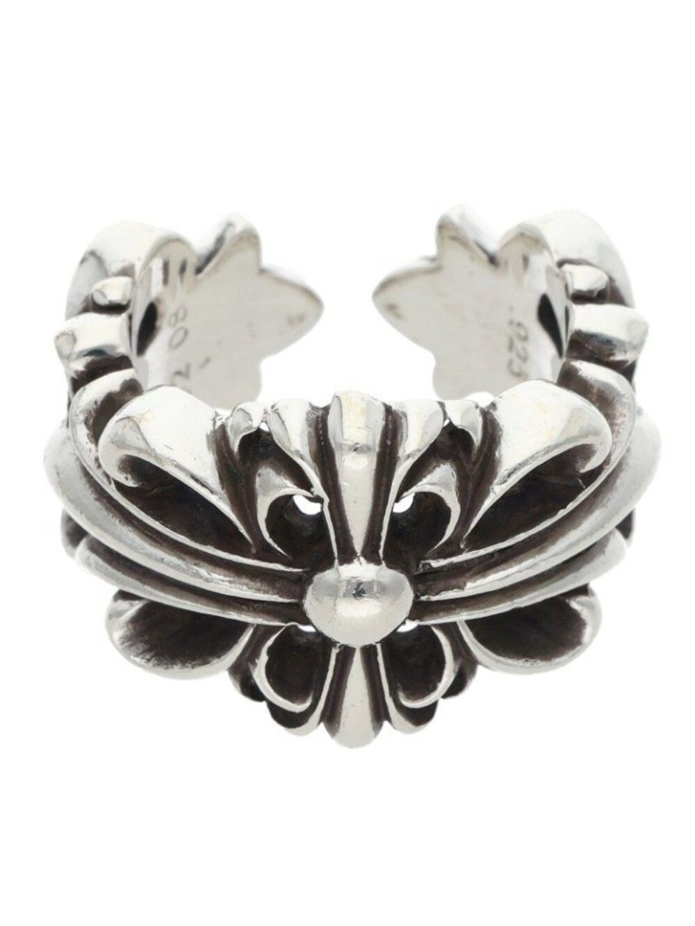 Chrome Hearts Dbl Flrl Cross Double Floral Silver Ring